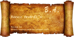 Bencz András névjegykártya